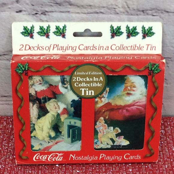 Vtg Coca-Cola Santa Claus Playing Cards in Tins Sealed Decks Nostalgia Christmas - Picture 7 of 12